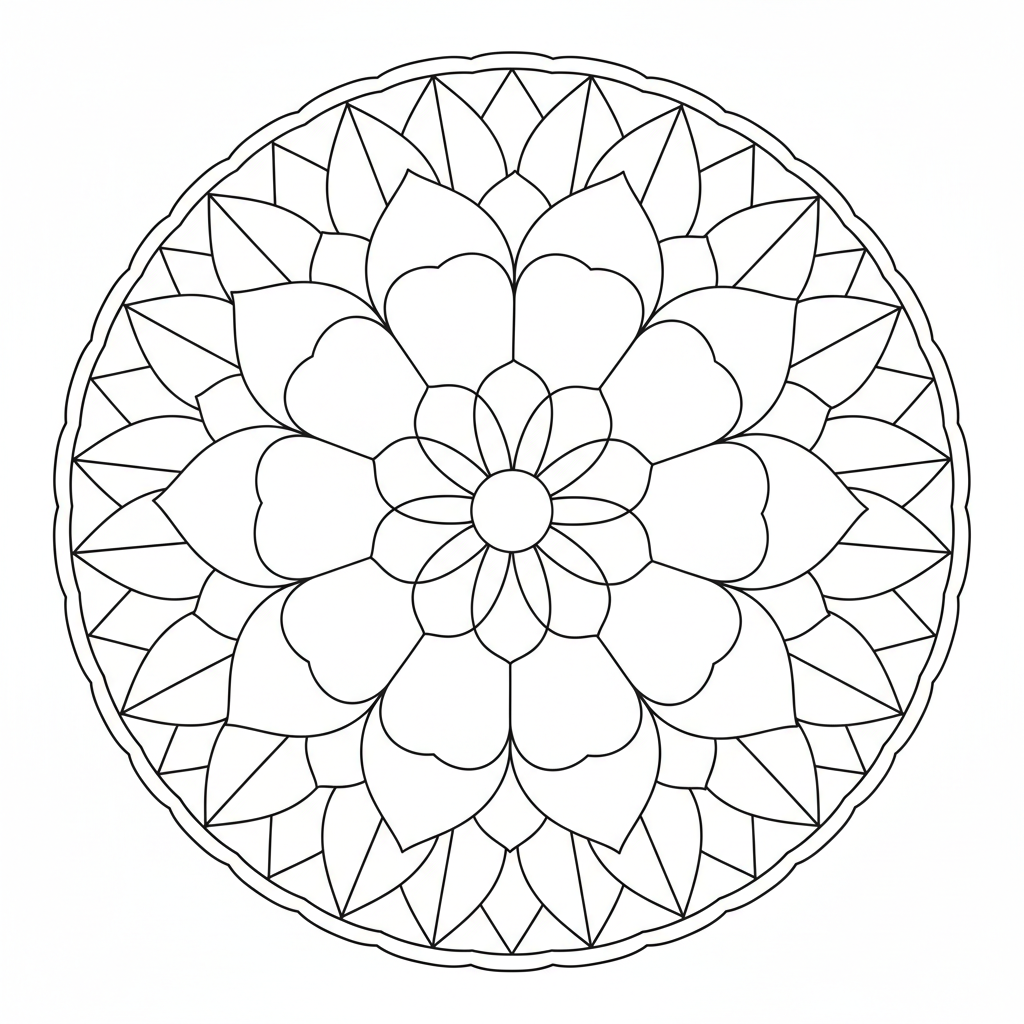 adult featuring basic flower mandala coloring page