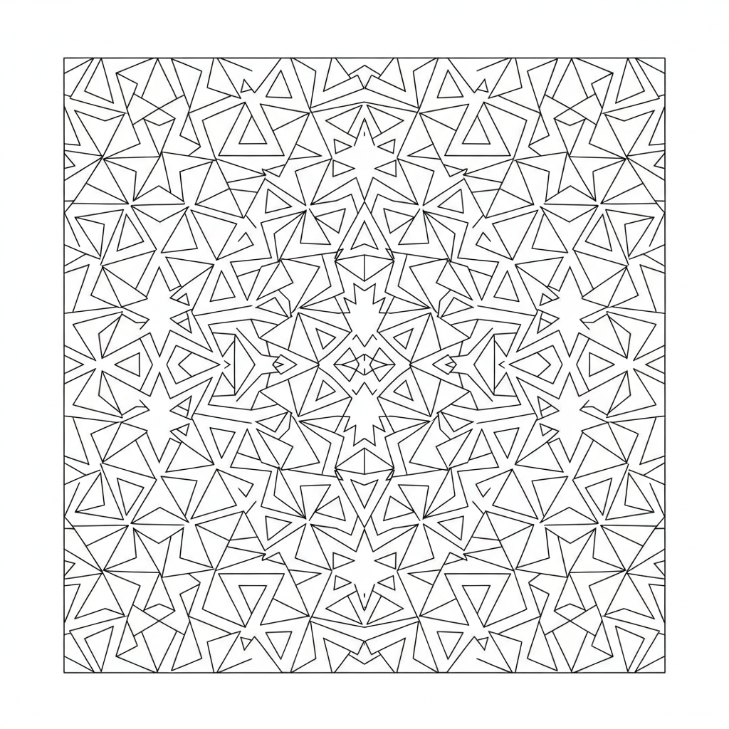 adult featuring geometric star pattern coloring page