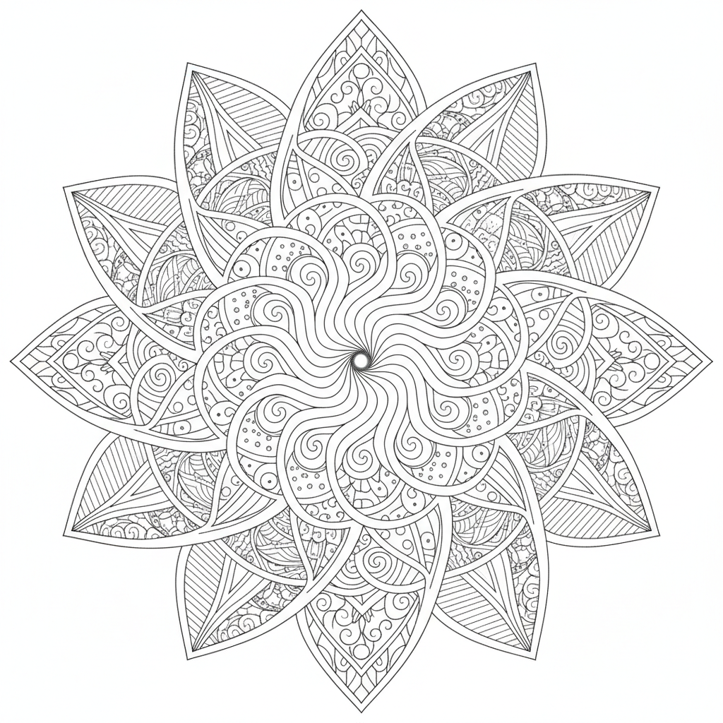 adult featuring large zentangle pattern coloring page