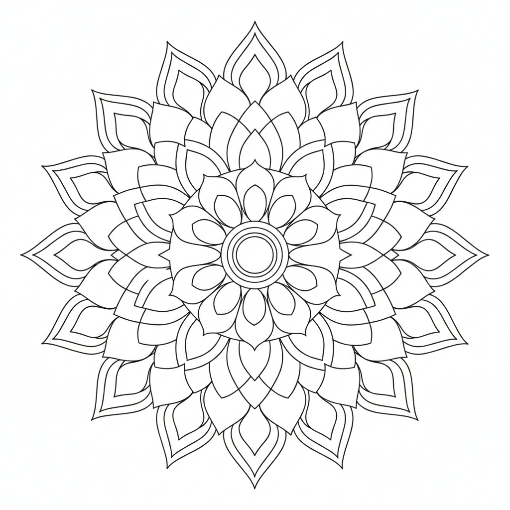 adult featuring symmetrical mandala with coloring page