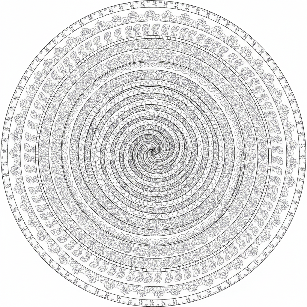 adult with large central spiral coloring page