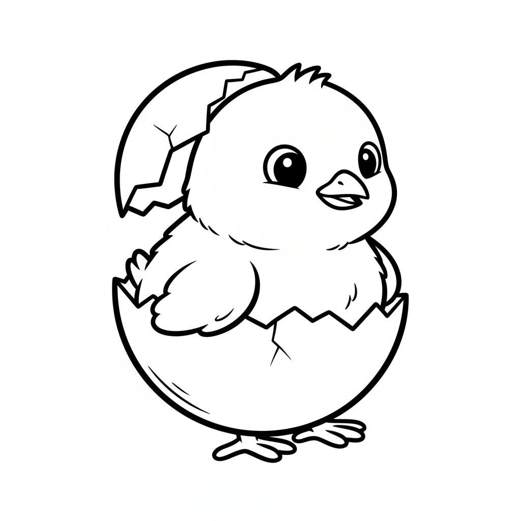baby chick in three quarter coloring page