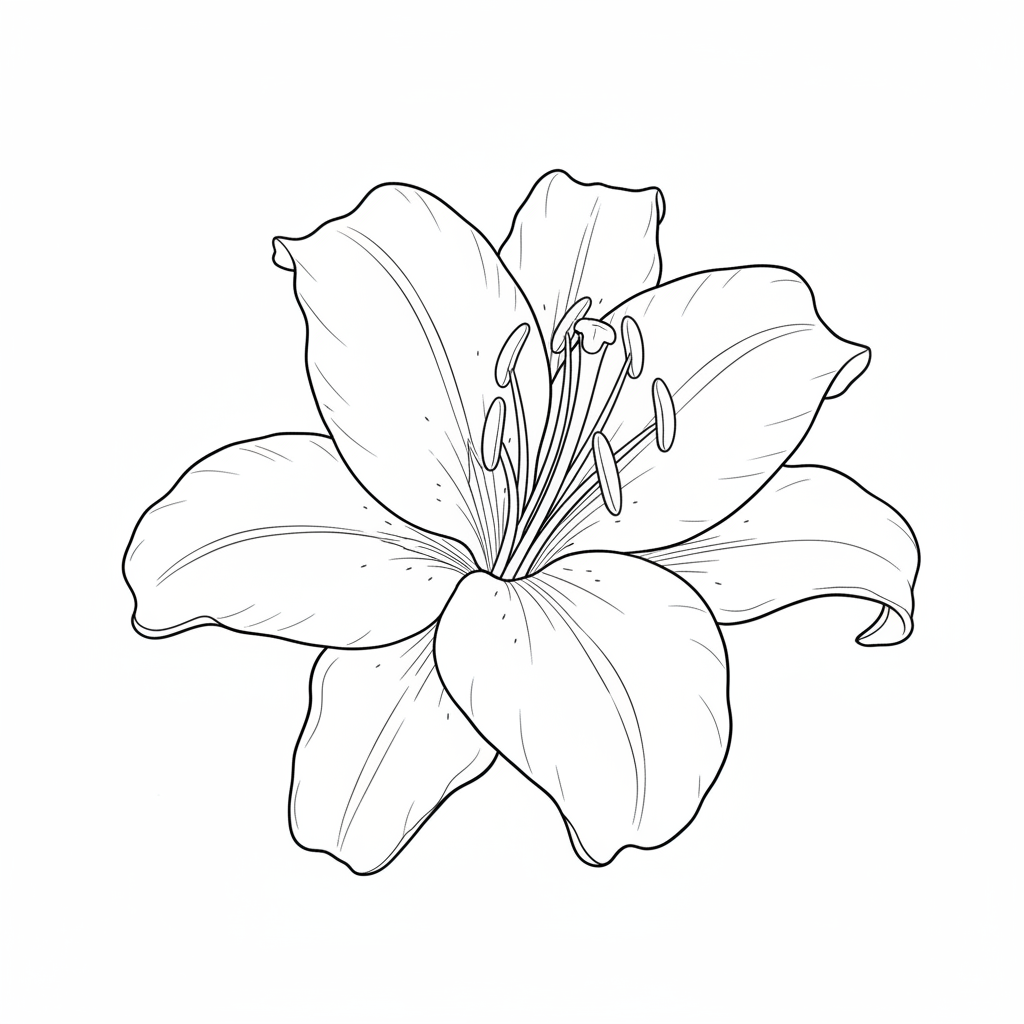 beautiful lily flower with six coloring page