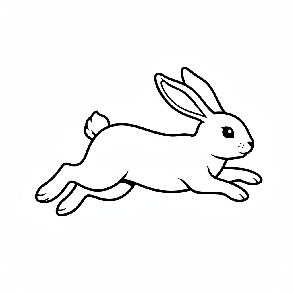 bunny in dynamic hopping pose coloring page