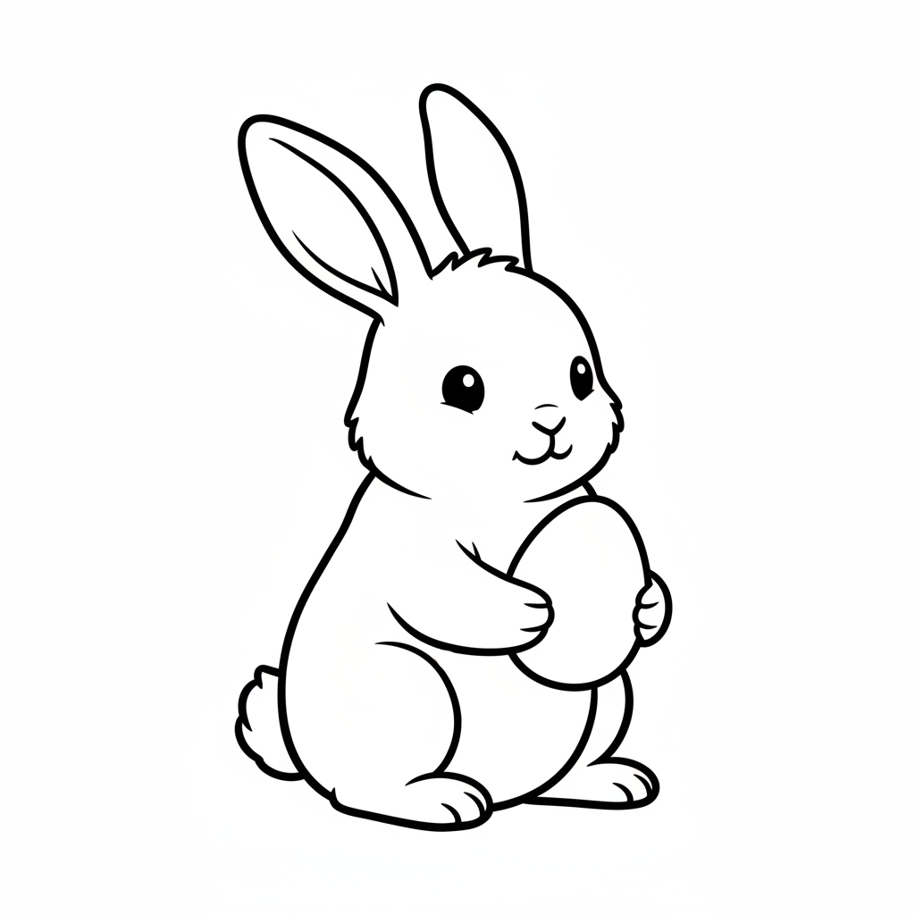 bunny sitting holding single plain coloring page