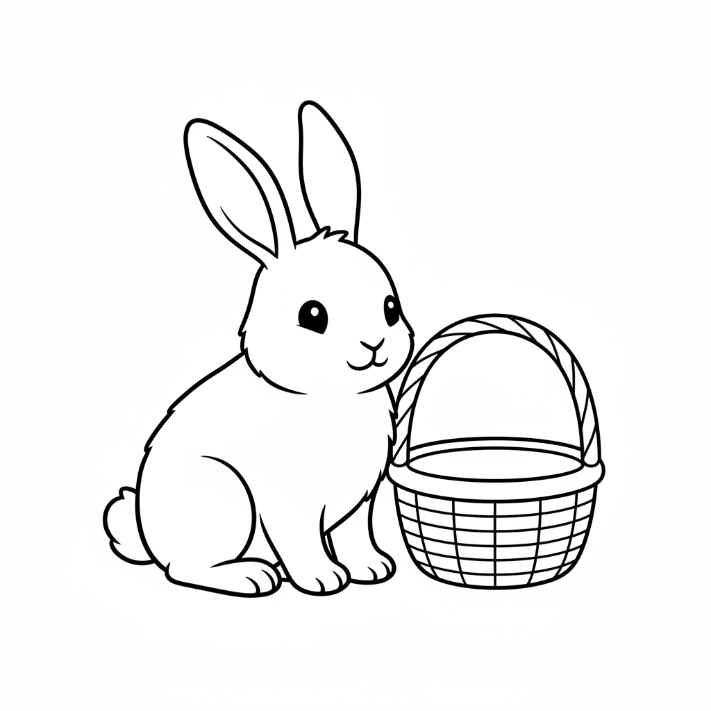 bunny sitting next simple empty coloring page