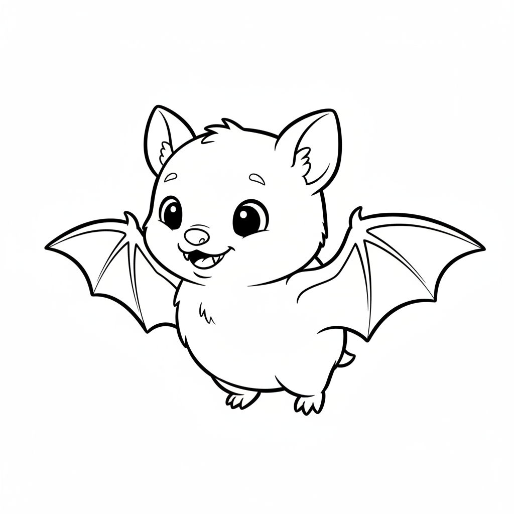 cartoon bat with simple wings coloring page
