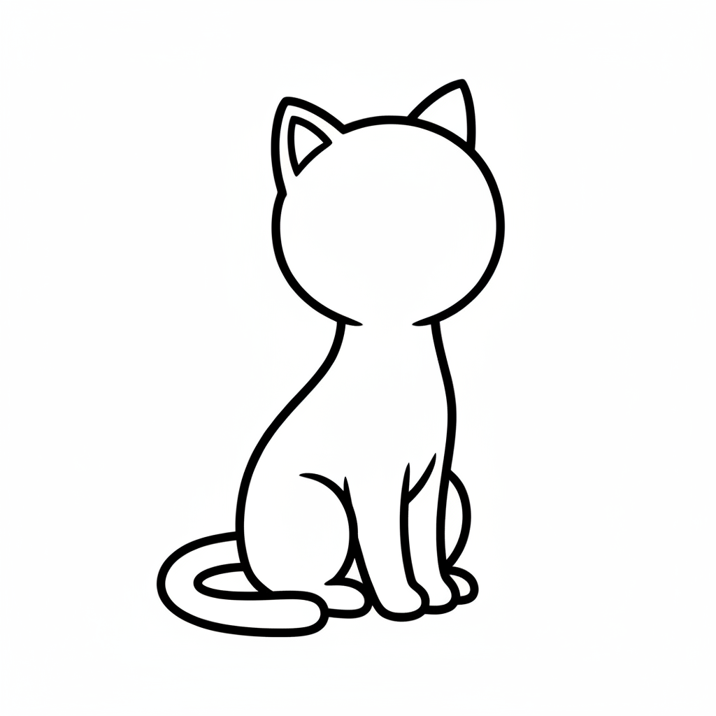 cartoon cat sitting upright in coloring page