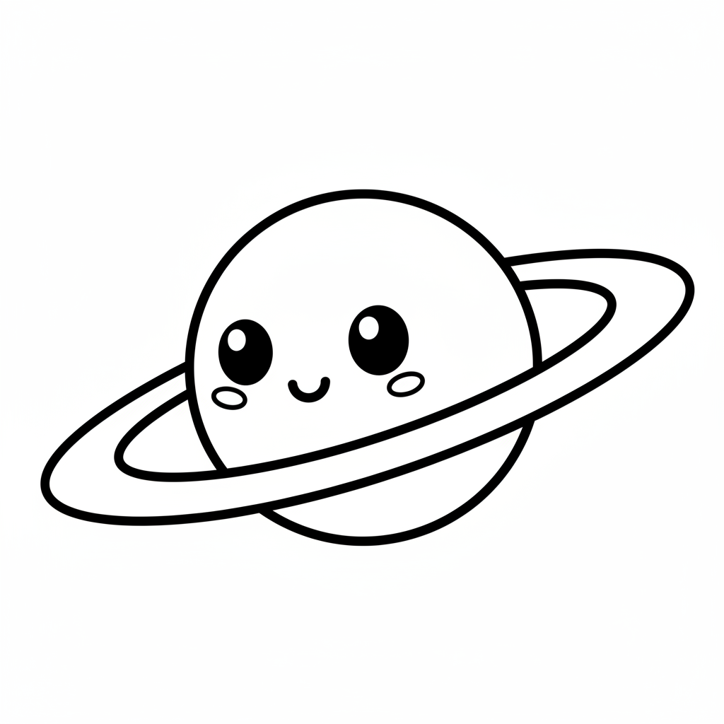 cartoon planet with simple friendly coloring page