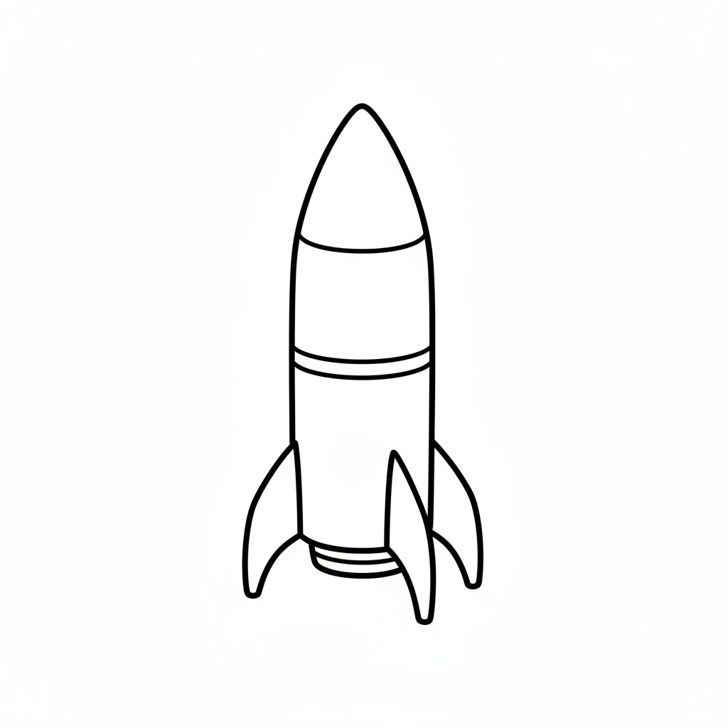 cartoon rocket ship with cylindrical coloring page