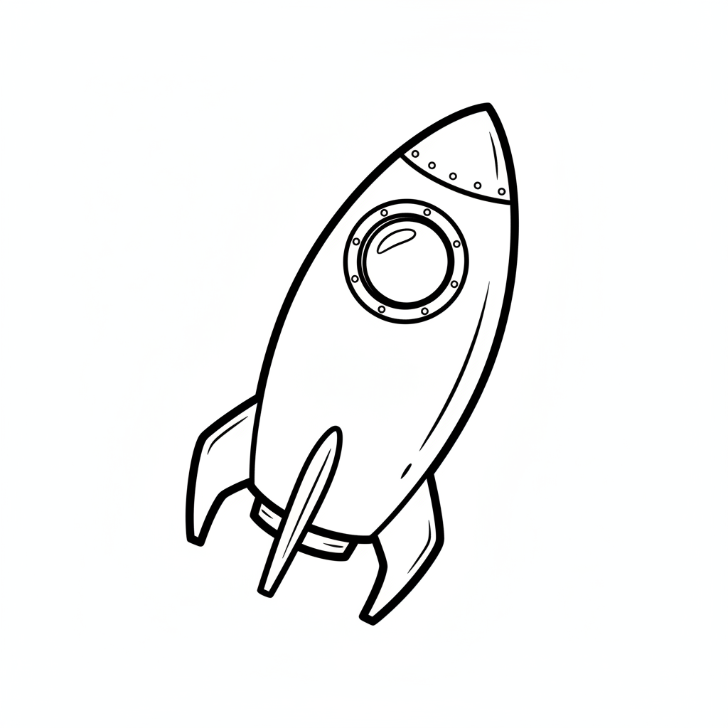 cartoon rocket ship with large coloring page