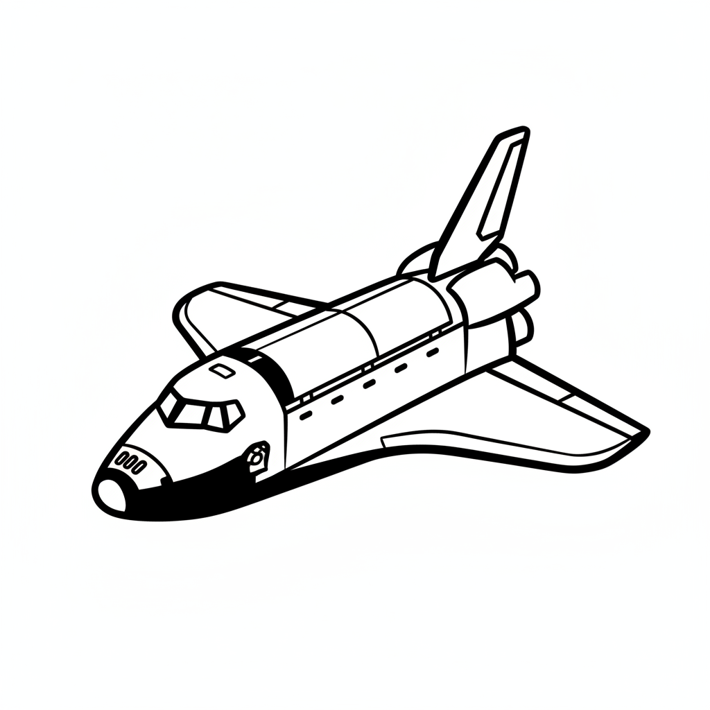 cartoon space shuttle with wings coloring page