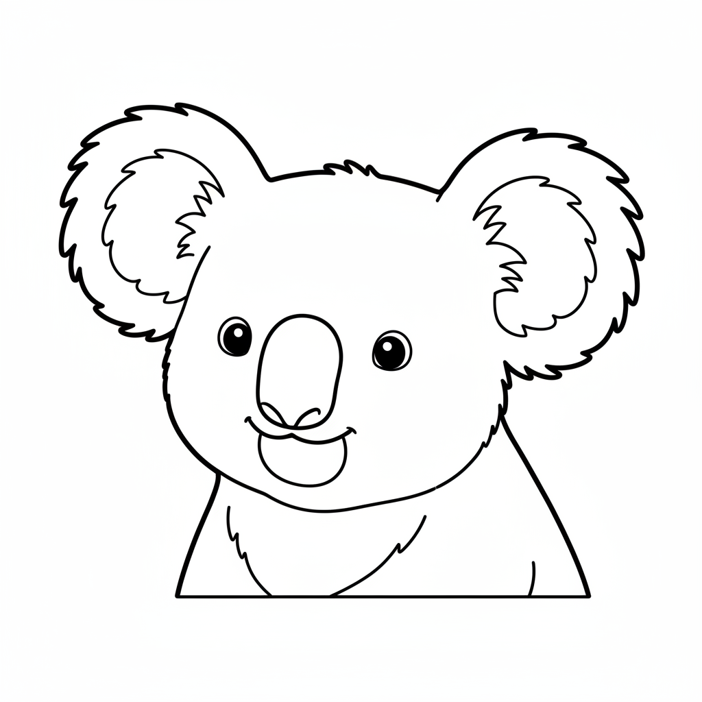 close up portrait of koala coloring page