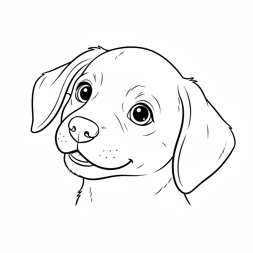 close up portrait of puppy coloring page