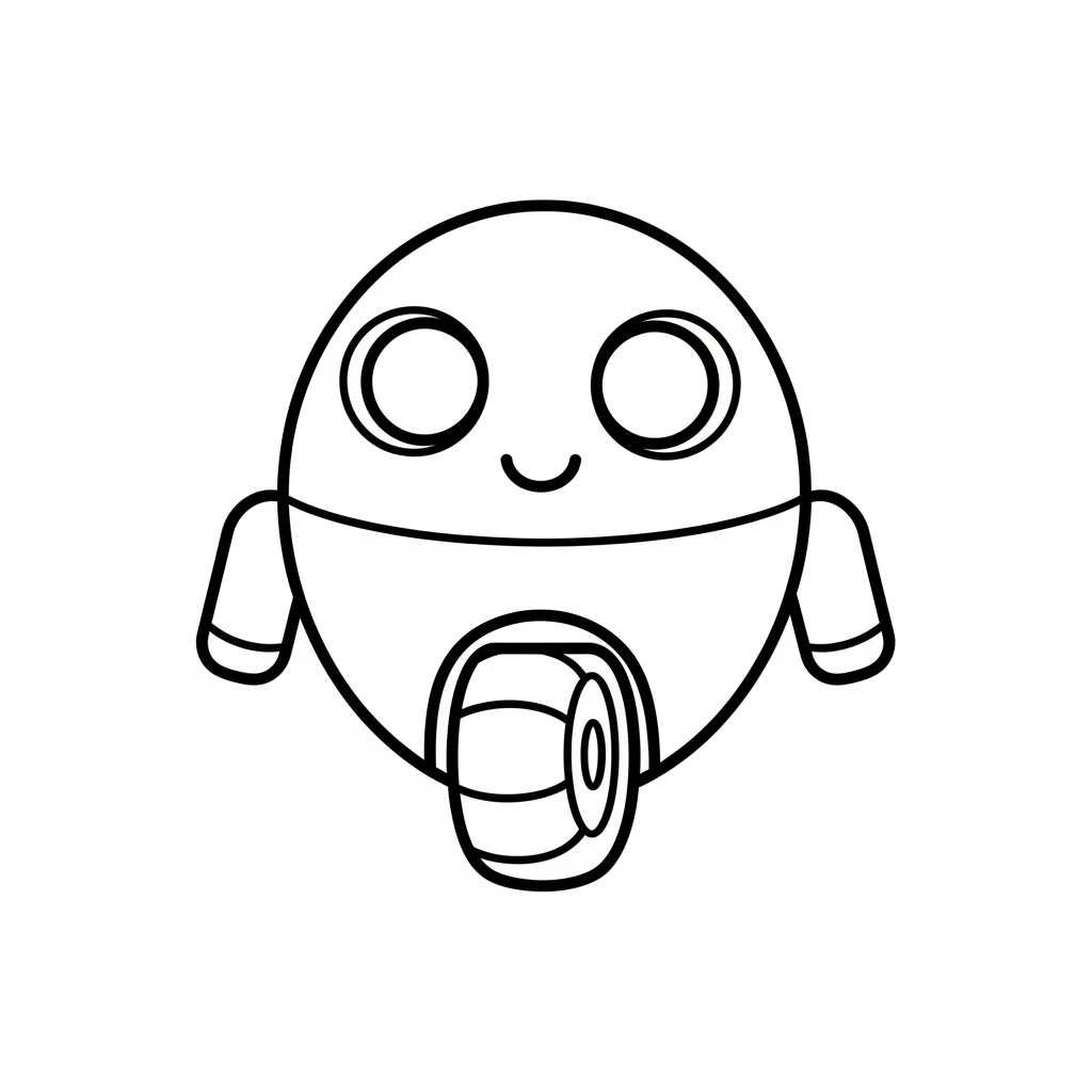 compact robot with body two coloring page