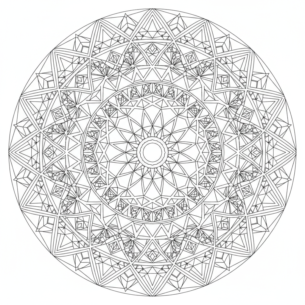 detailed sacred geometry mandala is coloring page