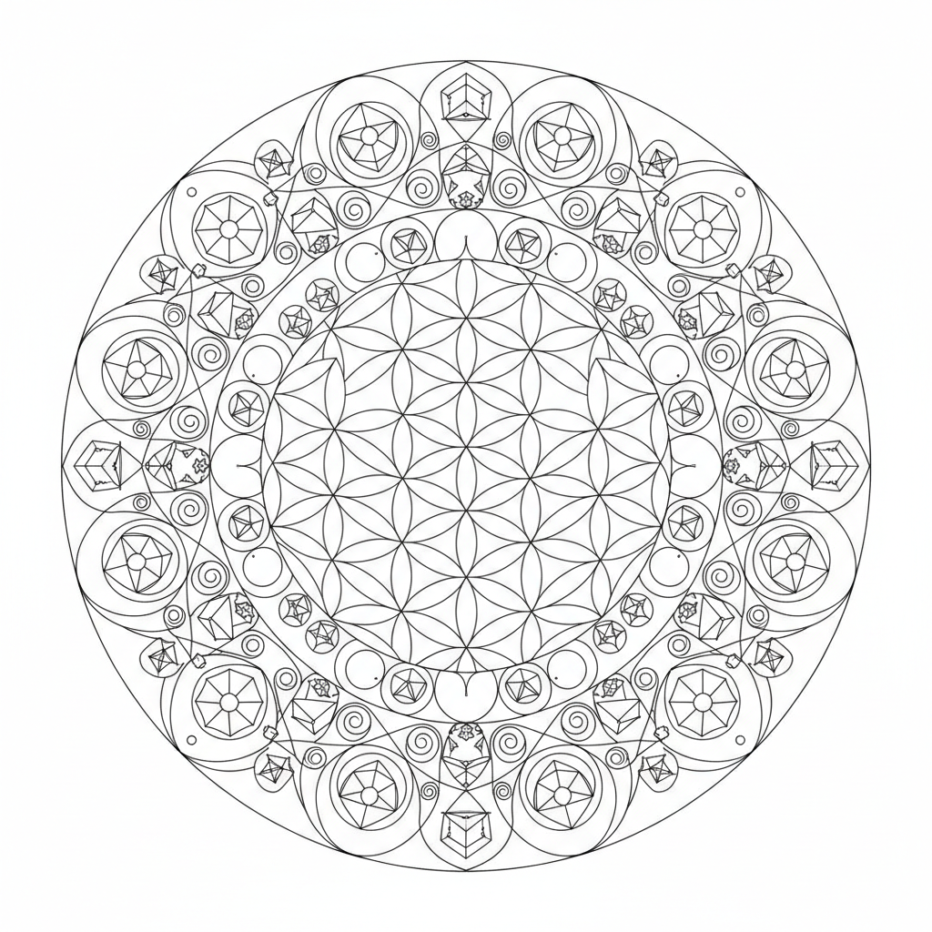 detailed symmetrical mandala adults incorporating coloring page