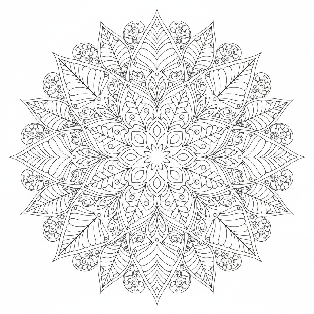 detailed symmetrical mandala adults is coloring page