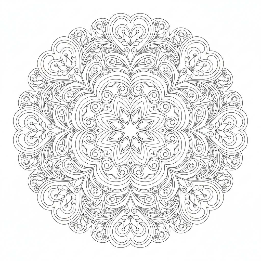 detailed zen inspired mandala adult coloring page