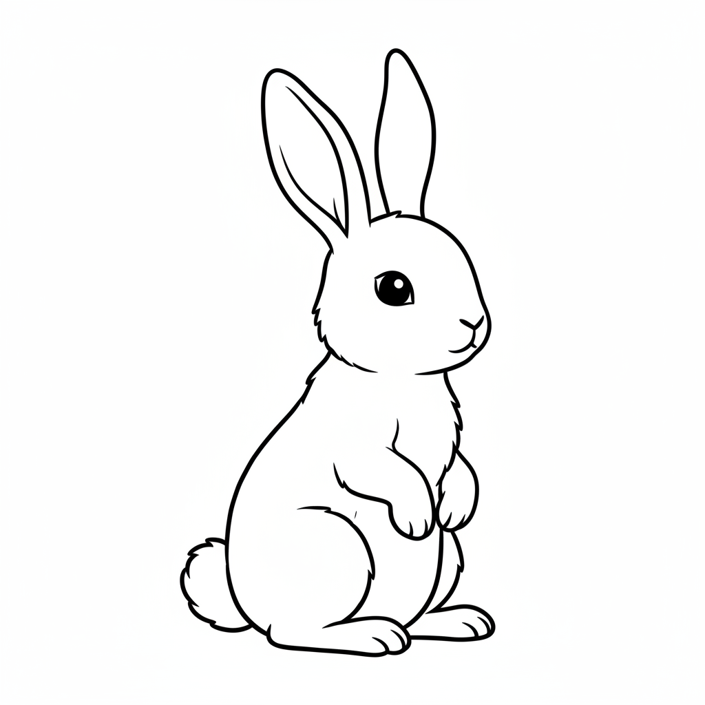 easter bunny sitting upright on coloring page