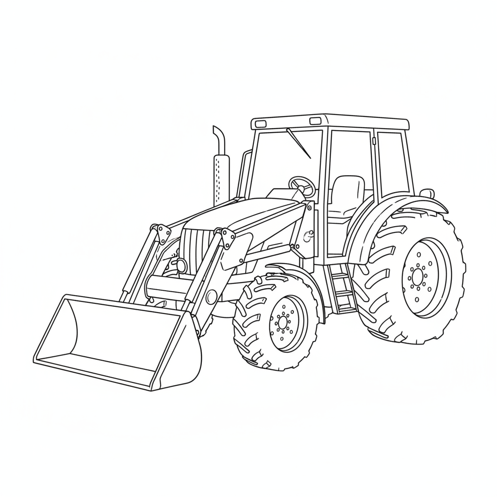 farm tractor with front loader coloring page
