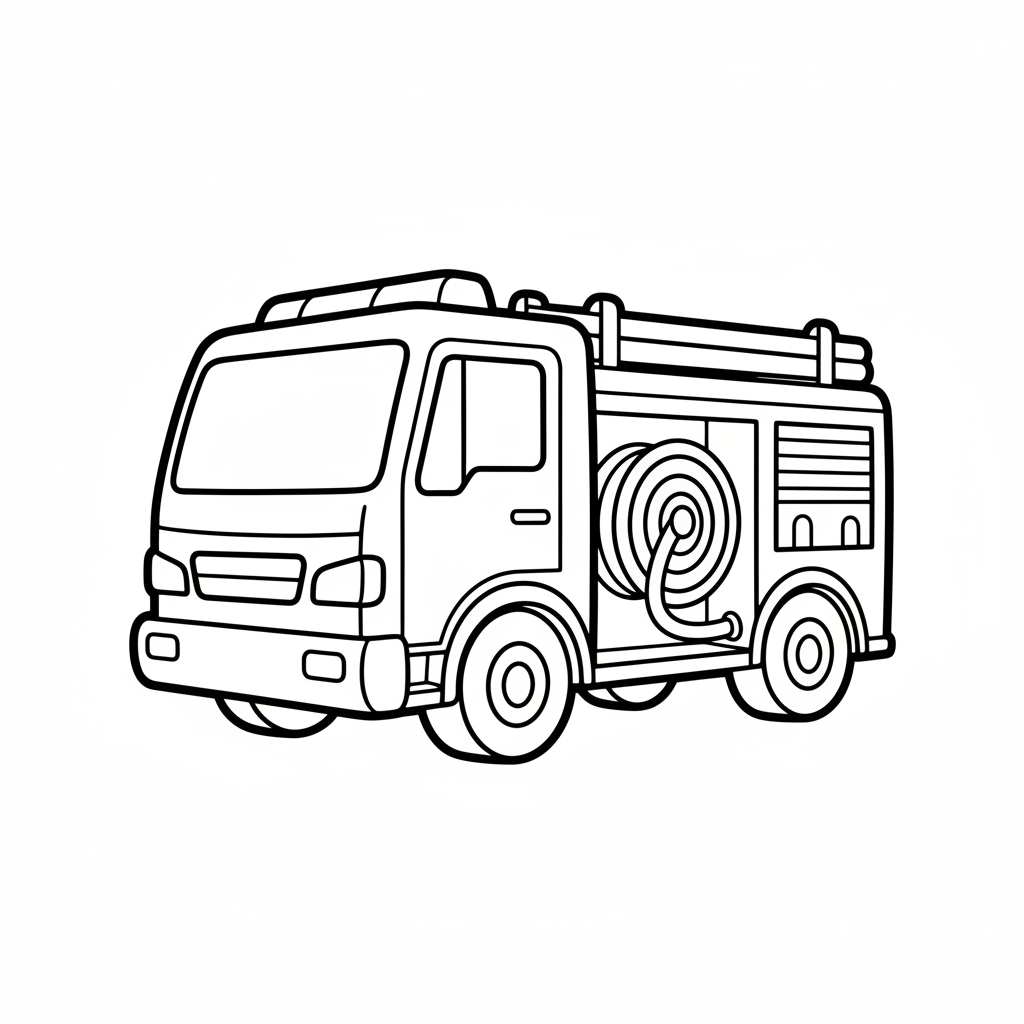 fire truck viewed from slight coloring page