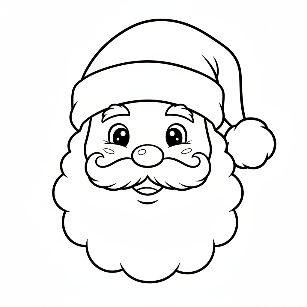 friendly cartoon santa claus face coloring page