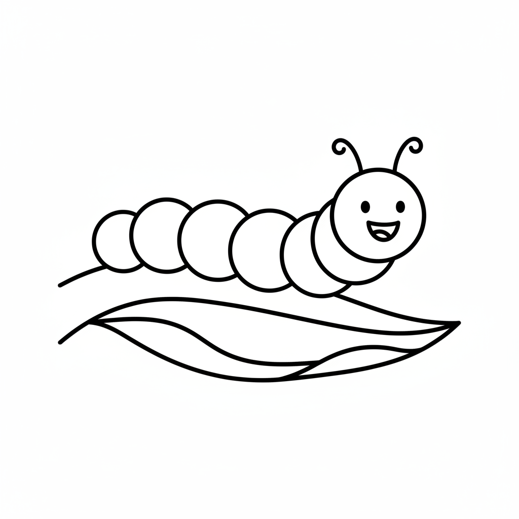 friendly caterpillar made of simple coloring page