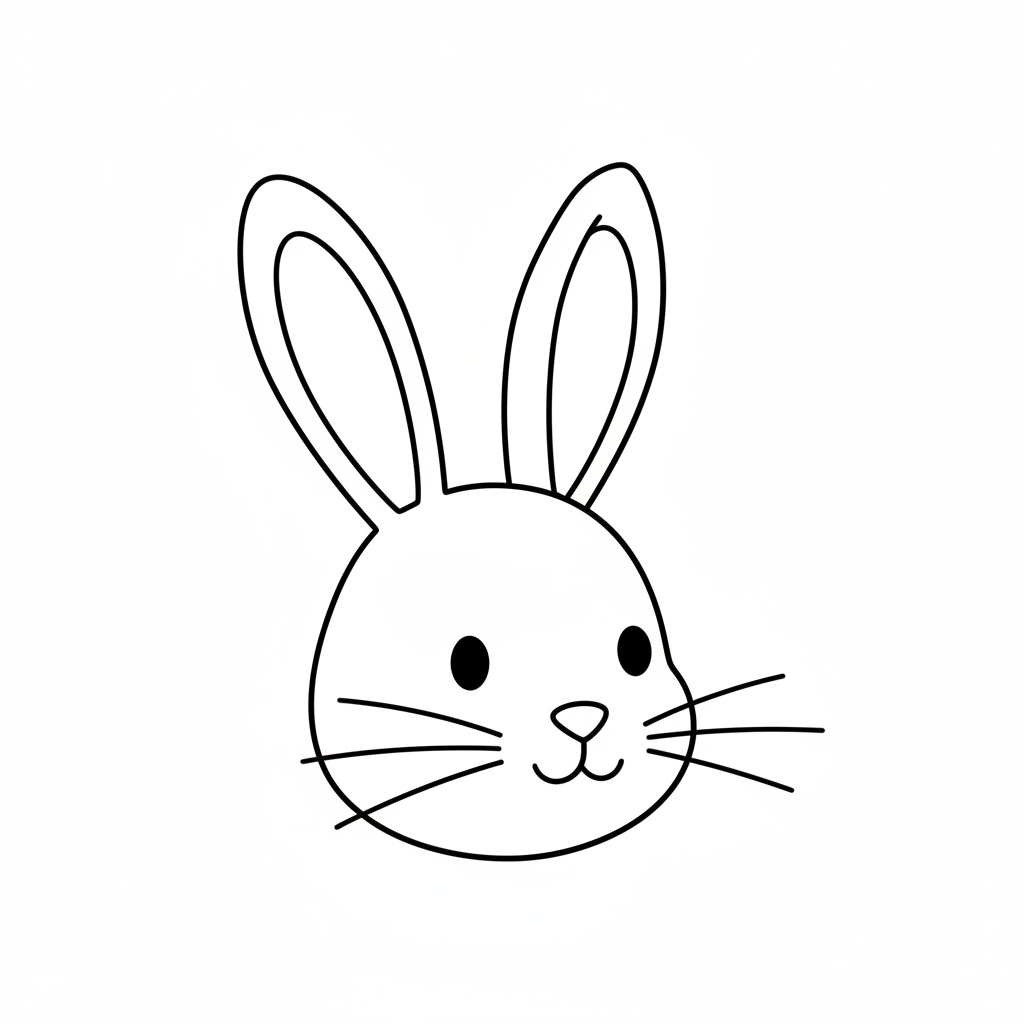 friendly easter bunny face with coloring page