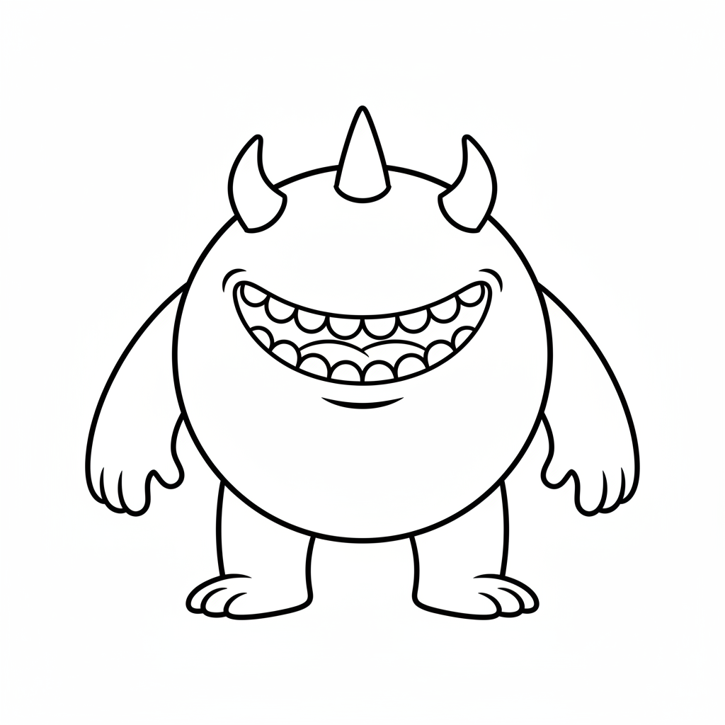 friendly monster with body three coloring page