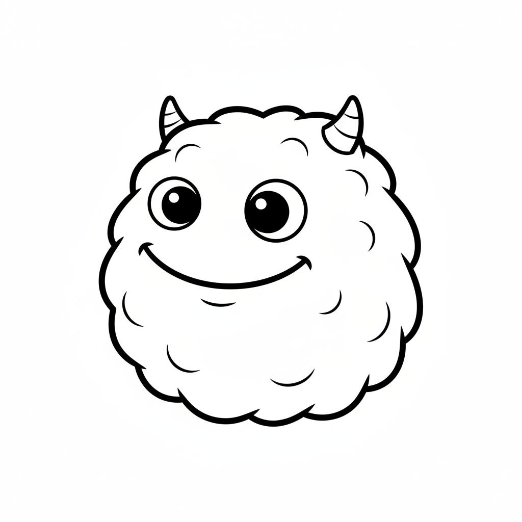 friendly monster with fluffy body coloring page