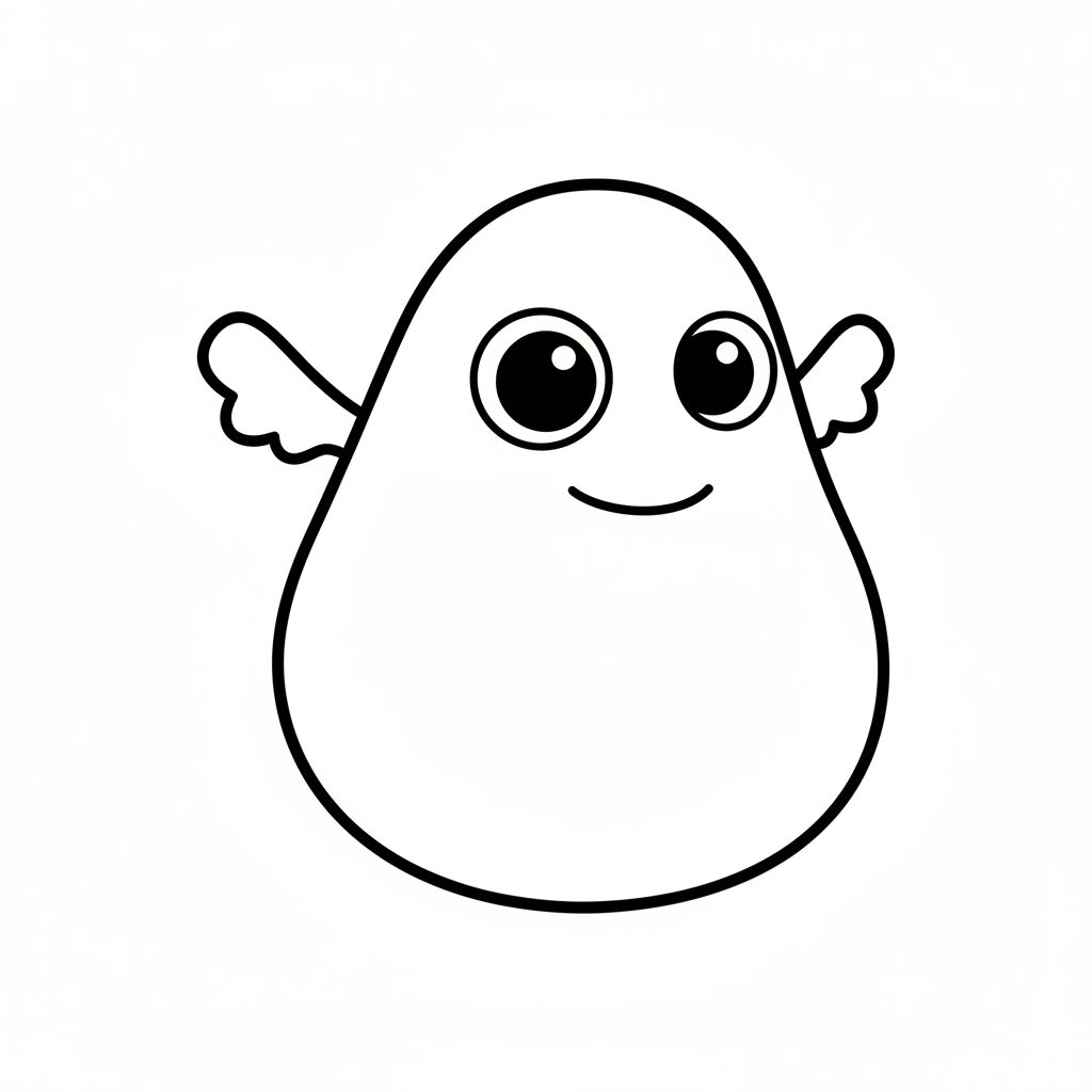 friendly monster with pear shaped coloring page