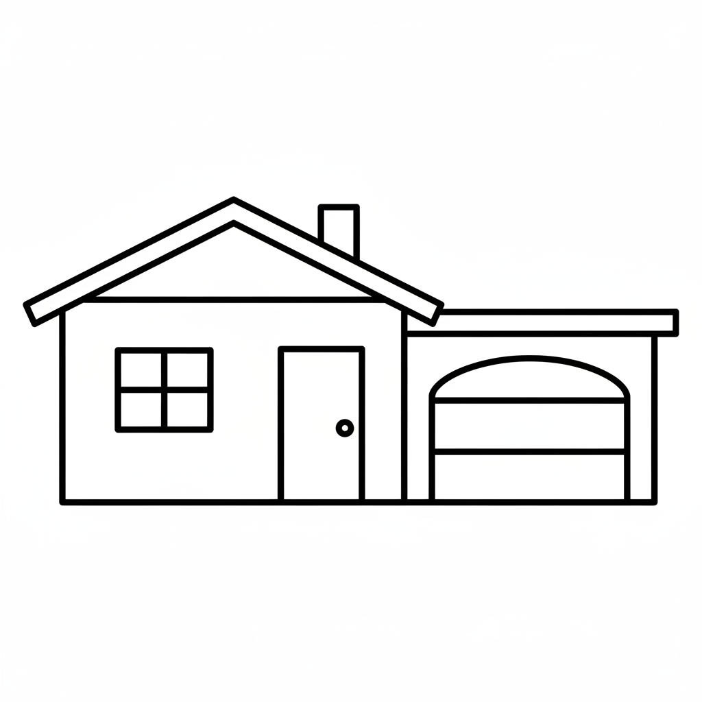 house with attached single car coloring page