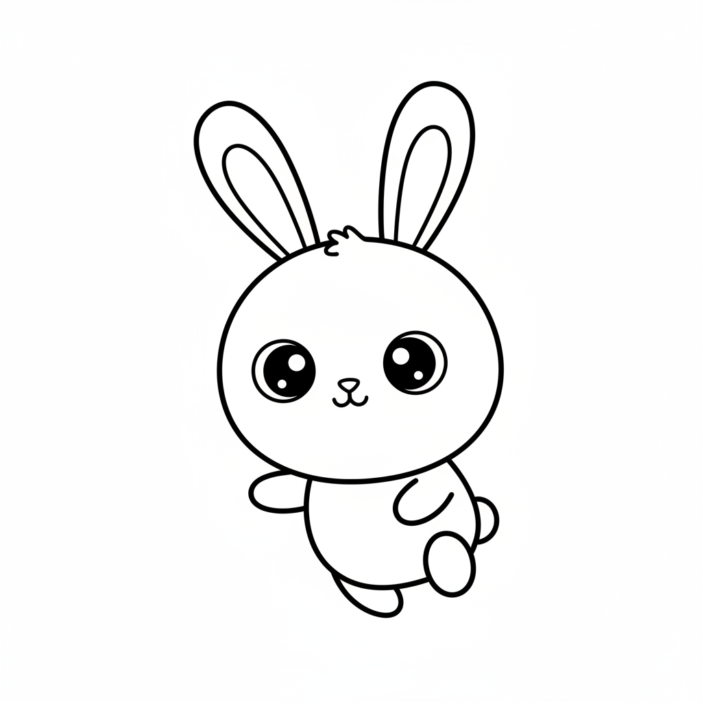 kawaii bunny hopping with large coloring page