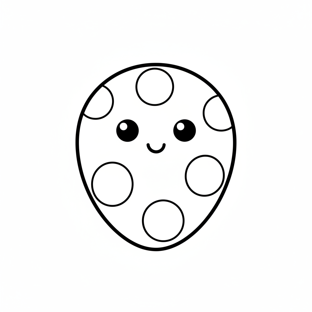 kawaii strawberry with simple happy coloring page