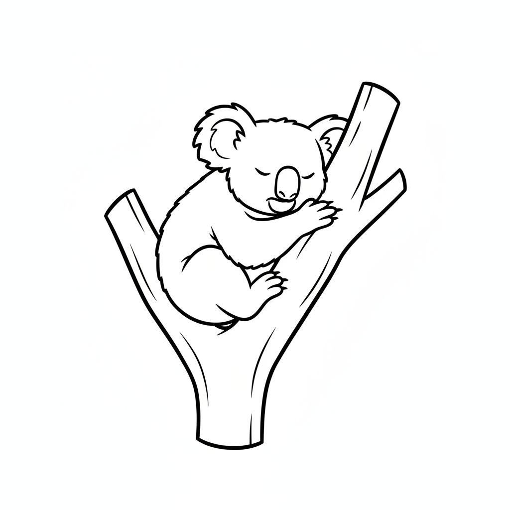 koala bear curled up sleeping coloring page