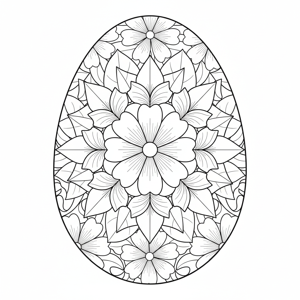 large easter egg decorated with coloring page