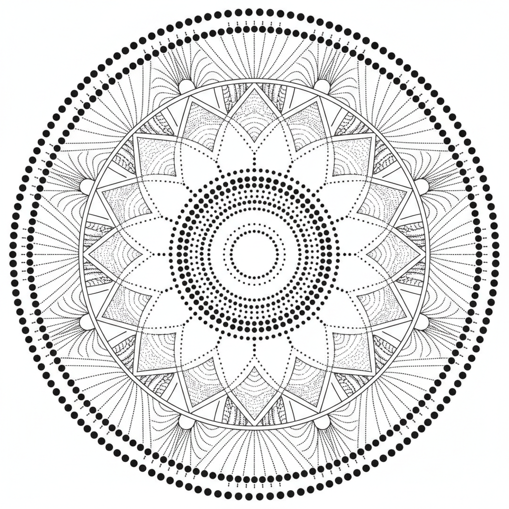 mandala where primary decorative elements coloring page