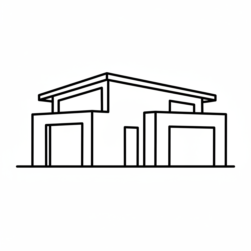 modern minimalist house with flat coloring page