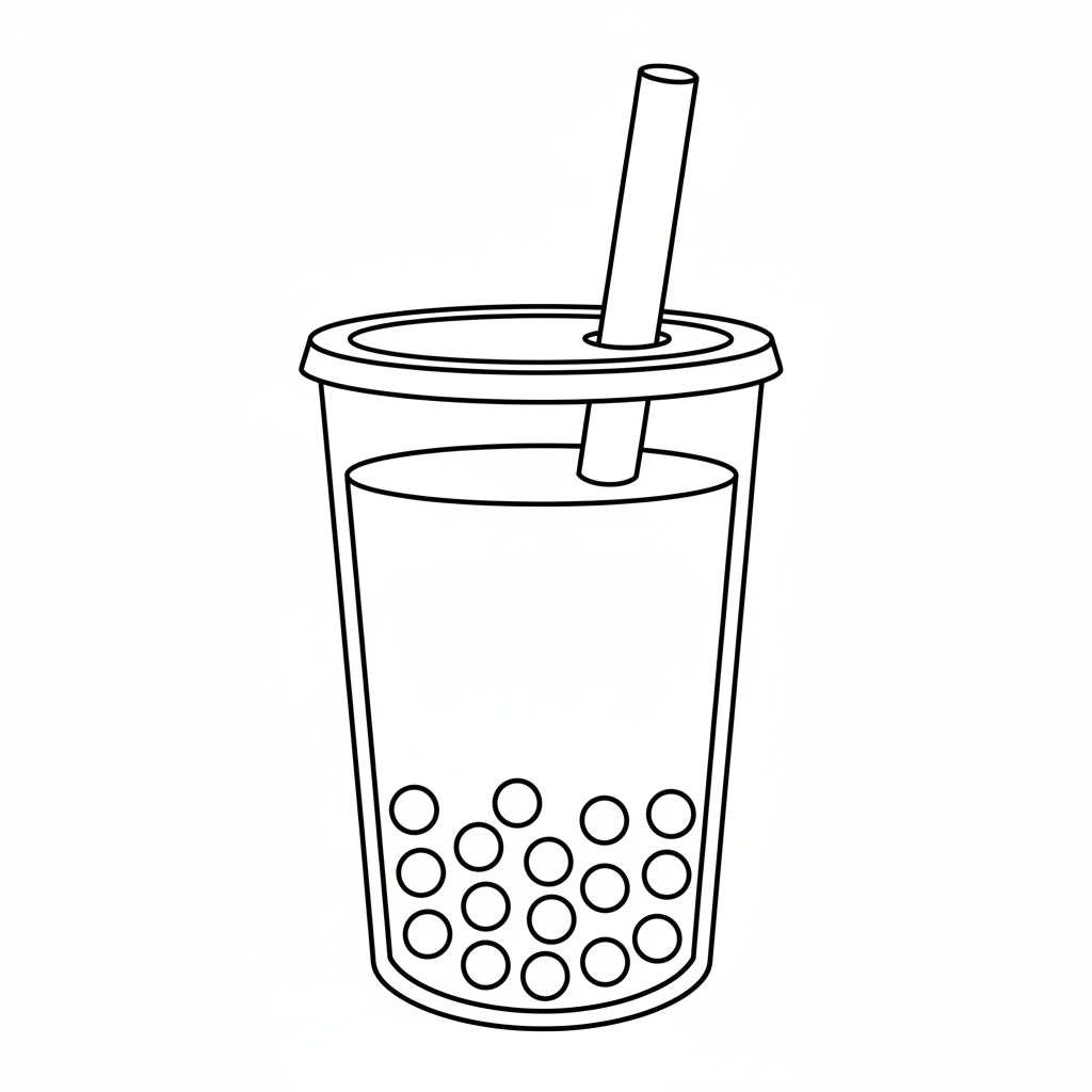 of bubble tea drink in coloring page