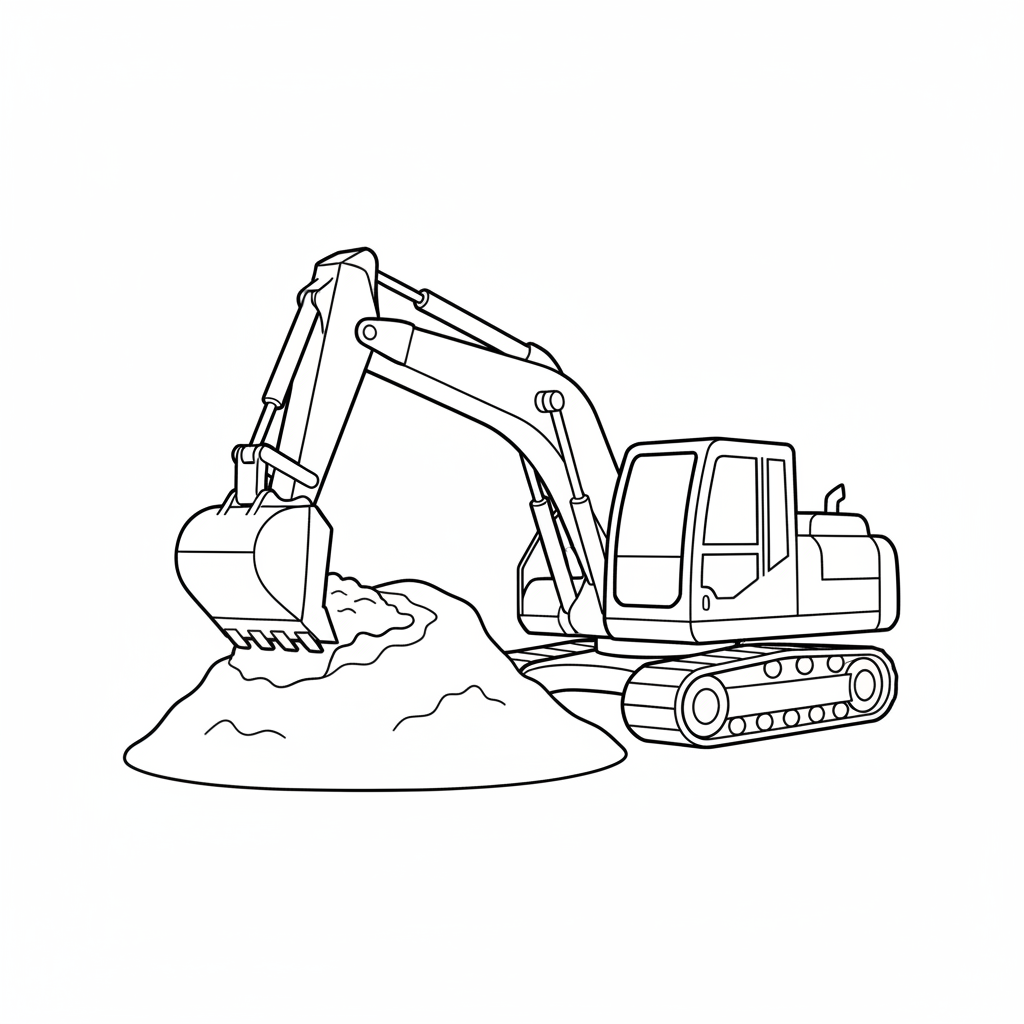 of excavator with its bucket coloring page
