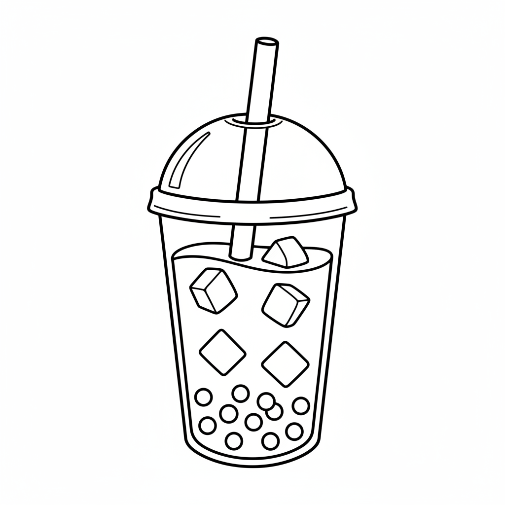 of mango bubble tea drink coloring page
