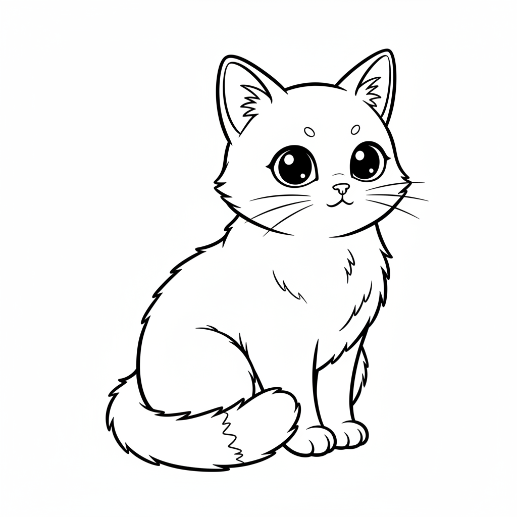 of stylized manga cat cat coloring page