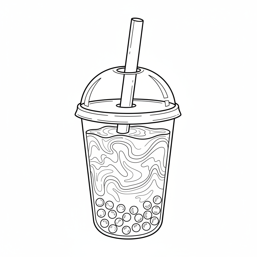 of taro bubble tea drink coloring page