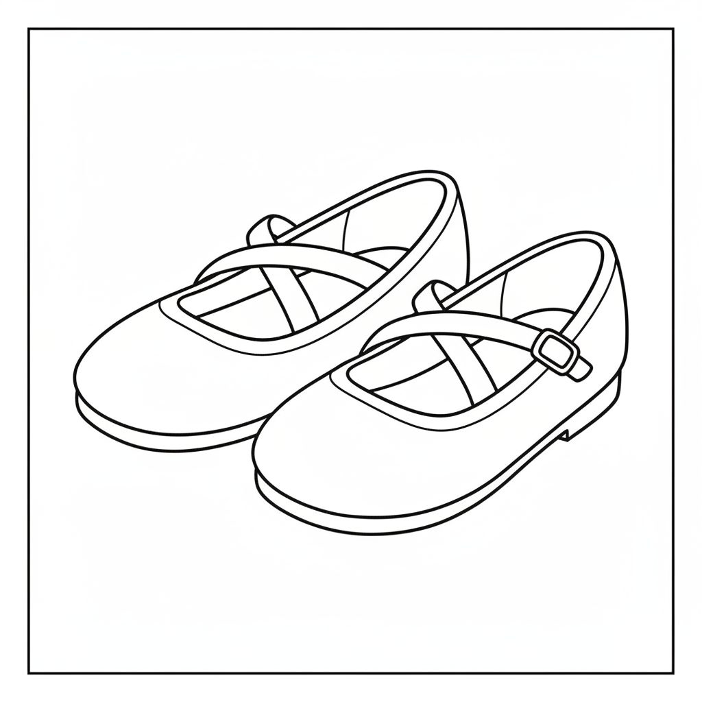 pair of ballet flat shoes coloring page