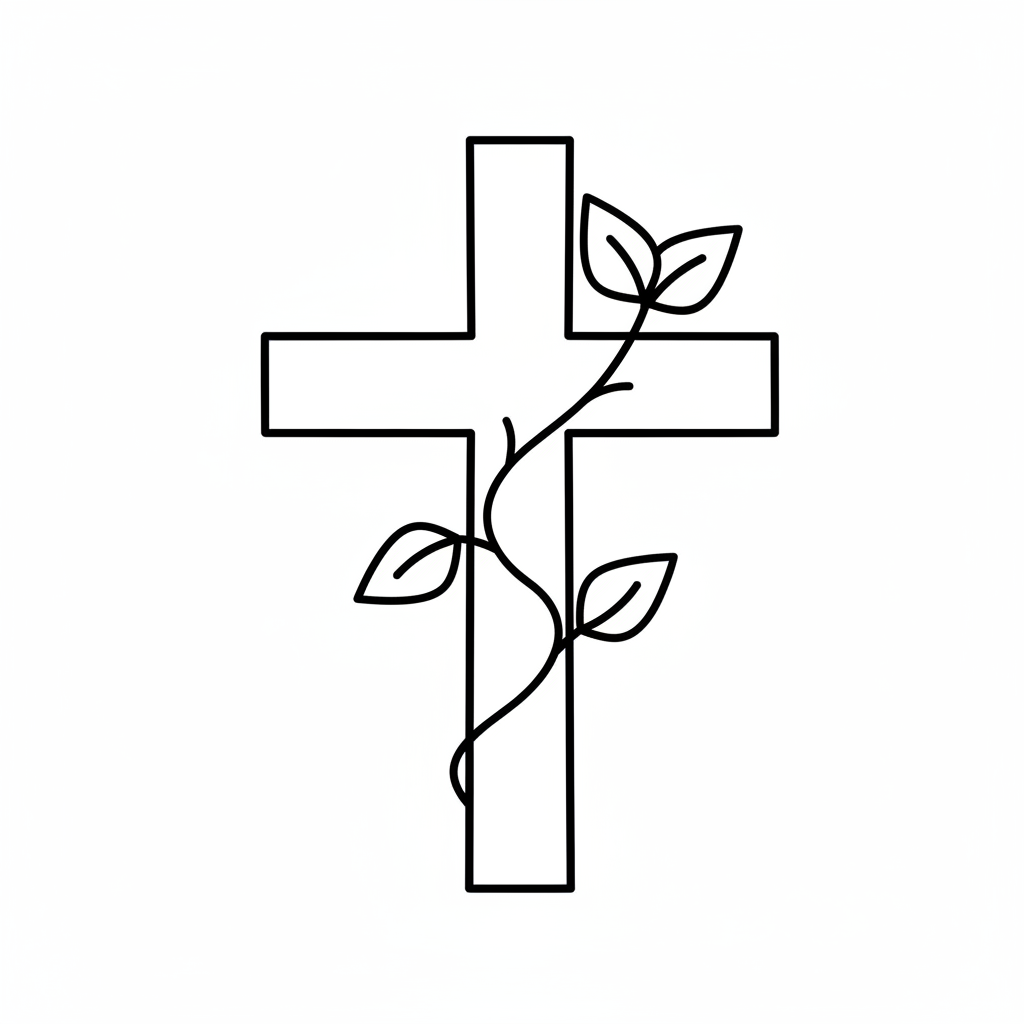 plain cross with single simple coloring page
