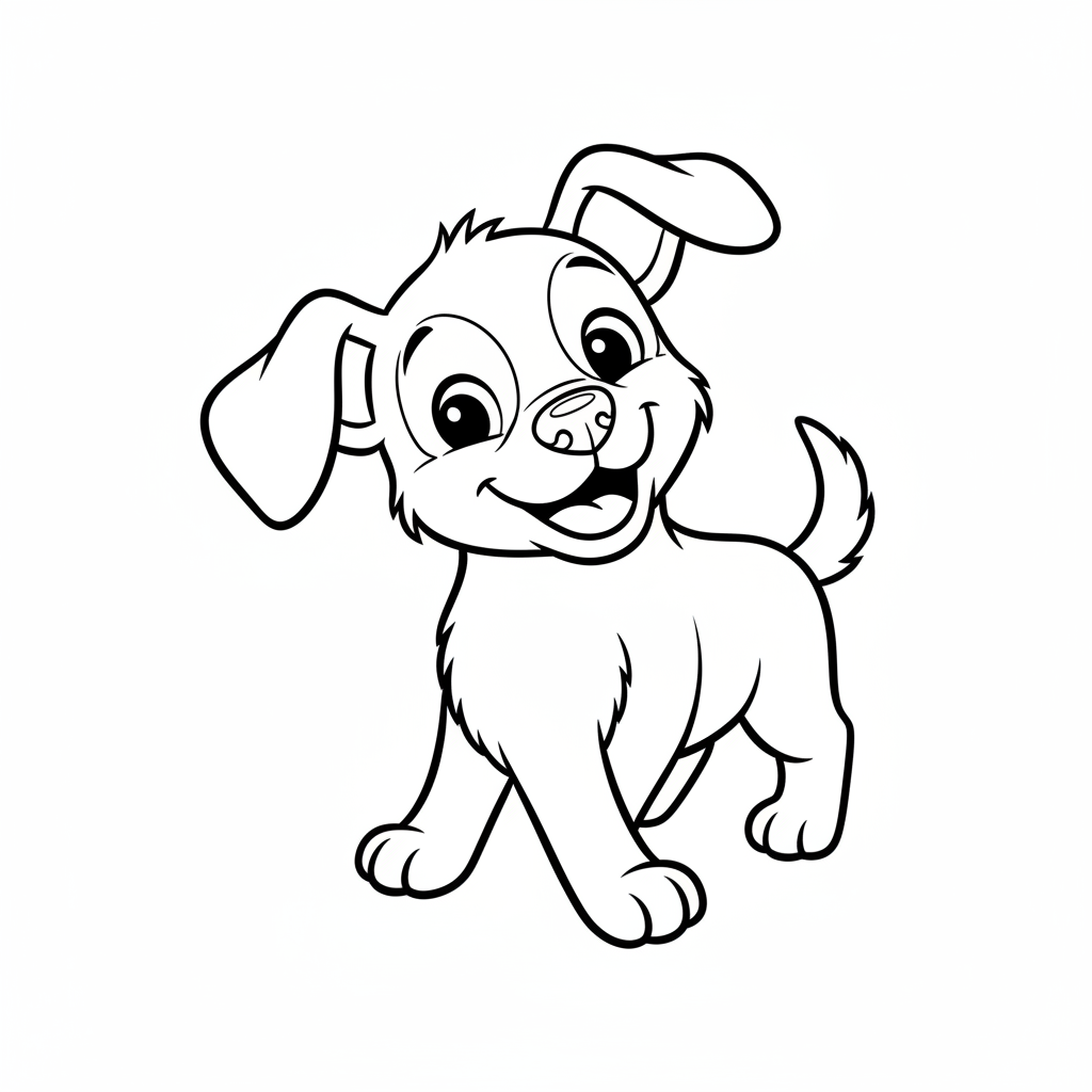 playful puppy sitting with its coloring page