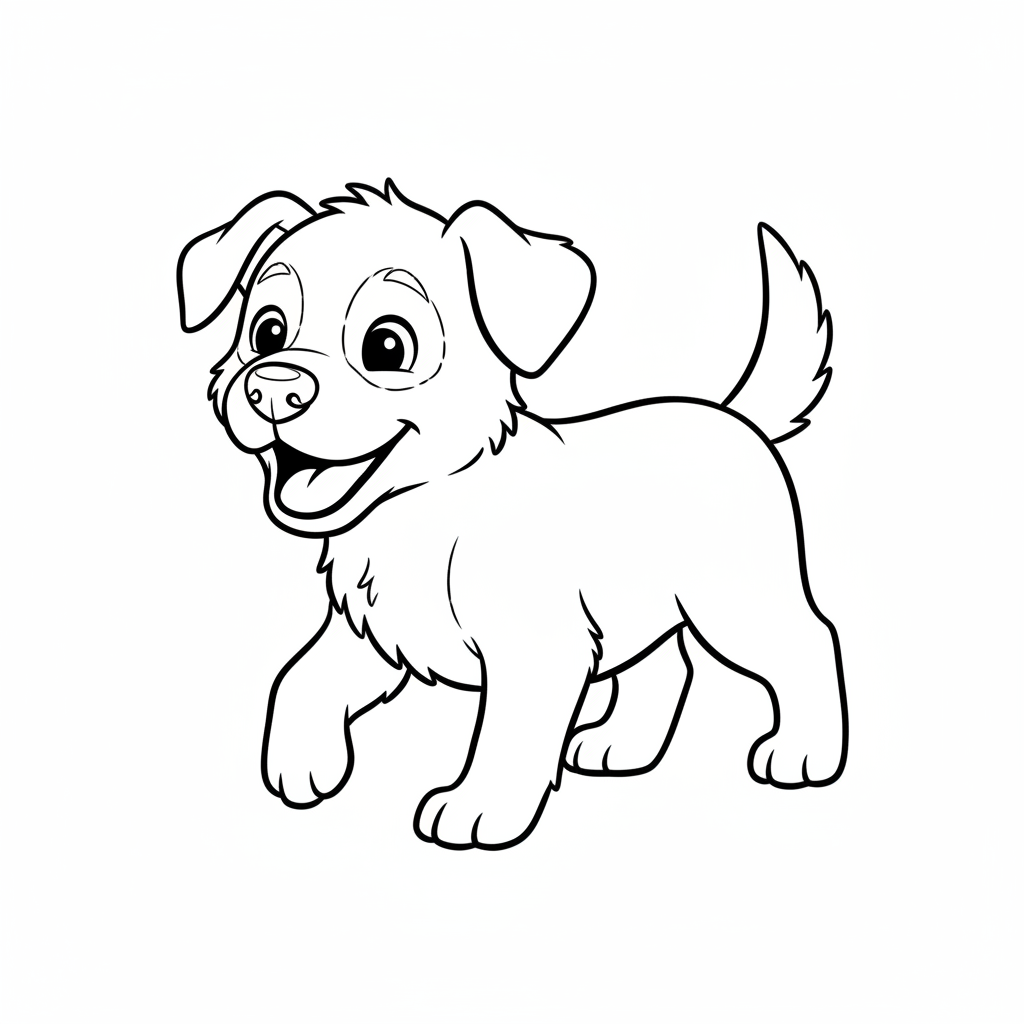 puppy walking forward viewed from coloring page