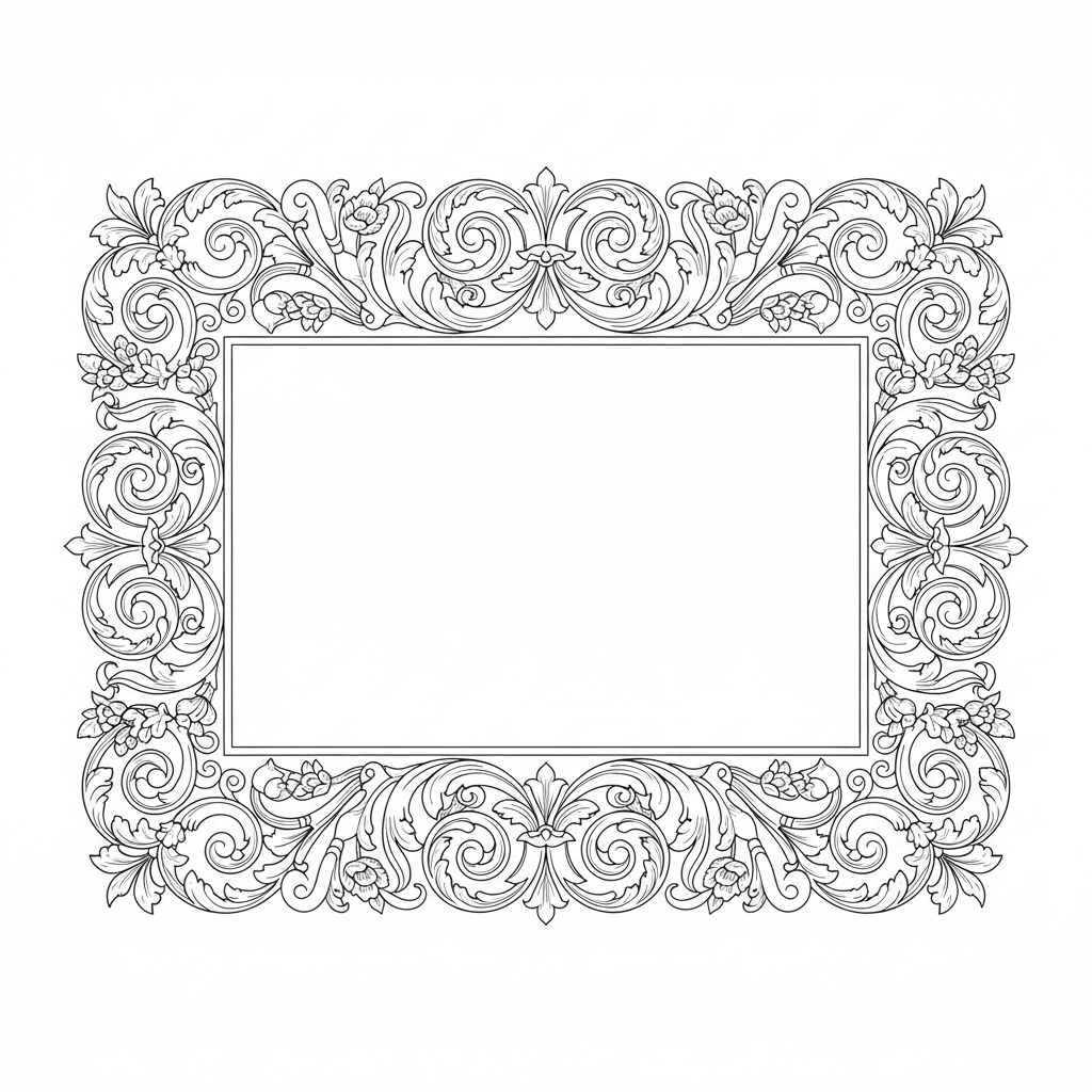 rectangular frame composed of elaborate coloring page