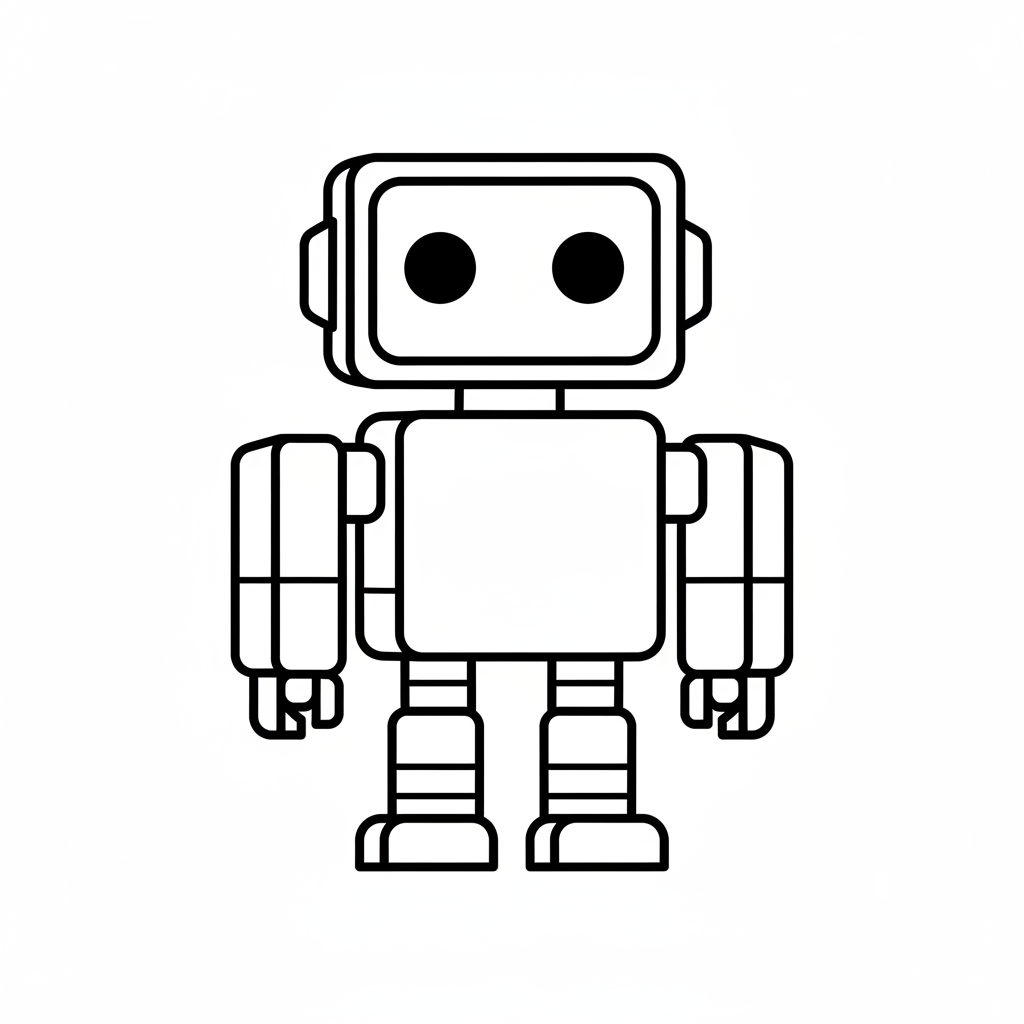 robot with boxy body large coloring page
